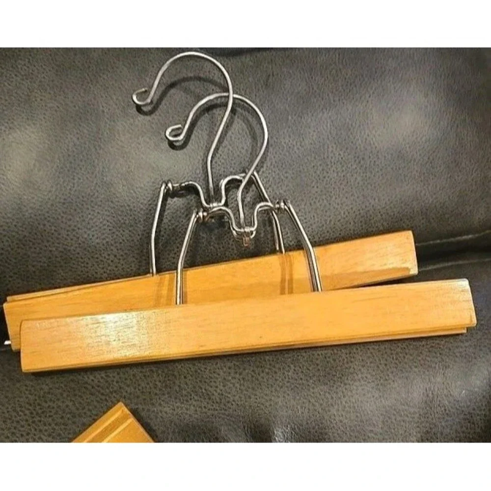 Lot Of 3 Vintage Wood Pant Skirt Clothes Hangers Made In Taiwan